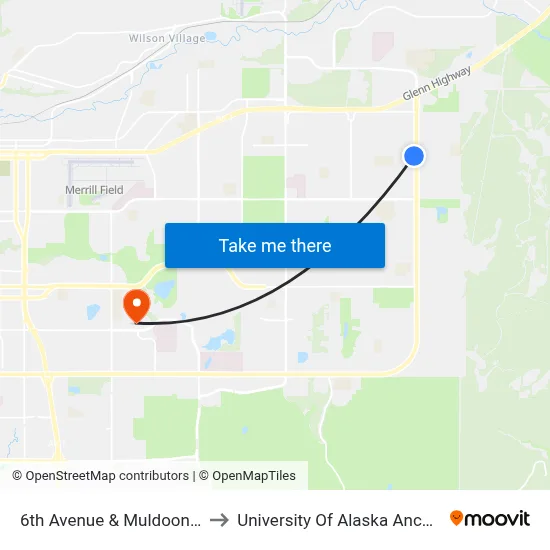 6th Avenue & Muldoon Wsw to University Of Alaska Anchorage map