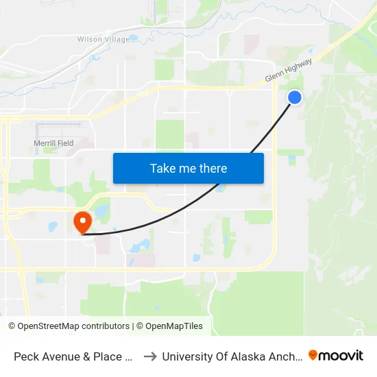 Peck Avenue & Place St Ese to University Of Alaska Anchorage map