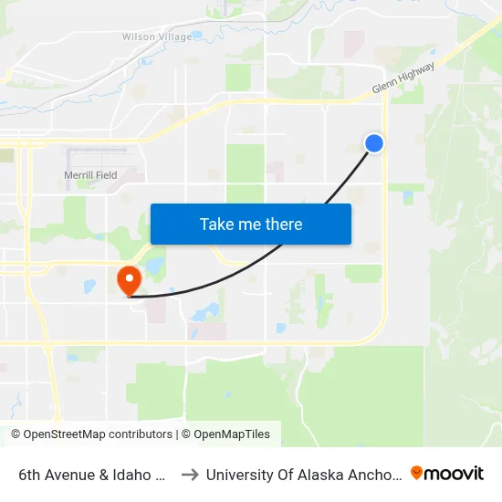 6th Avenue & Idaho Wnw to University Of Alaska Anchorage map