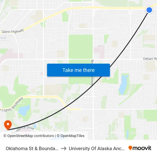 Oklahoma St & Boundary Sse to University Of Alaska Anchorage map