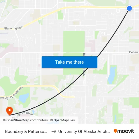 Boundary & Patterson Ene to University Of Alaska Anchorage map