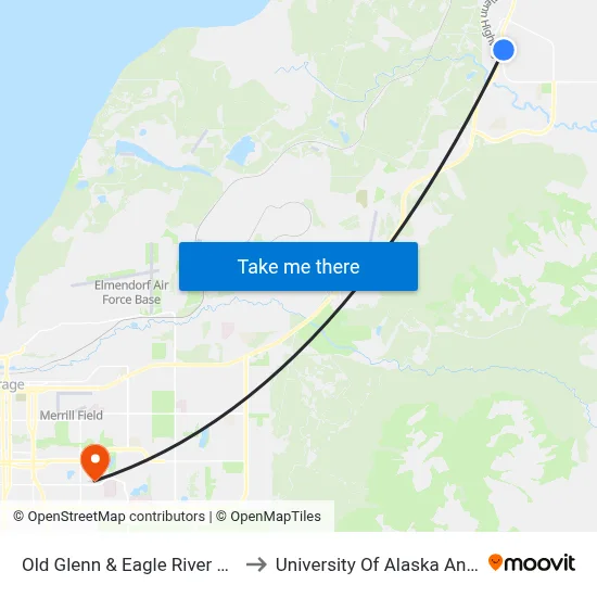 Old Glenn & Eagle River Road Ese to University Of Alaska Anchorage map