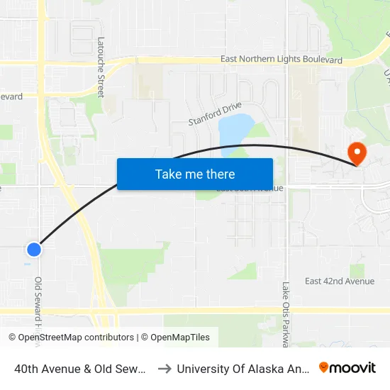 40th Avenue & Old Seward Wsw to University Of Alaska Anchorage map