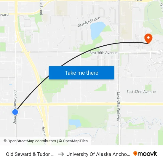 Old Seward & Tudor Ssw to University Of Alaska Anchorage map