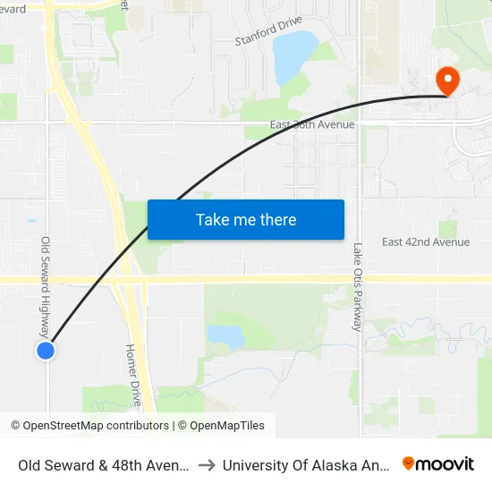 Old Seward & 48th Avenue Nnw to University Of Alaska Anchorage map