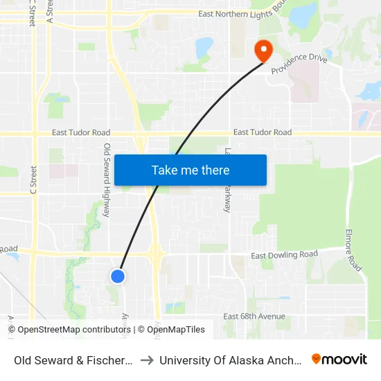 Old Seward & Fischer Ssw to University Of Alaska Anchorage map