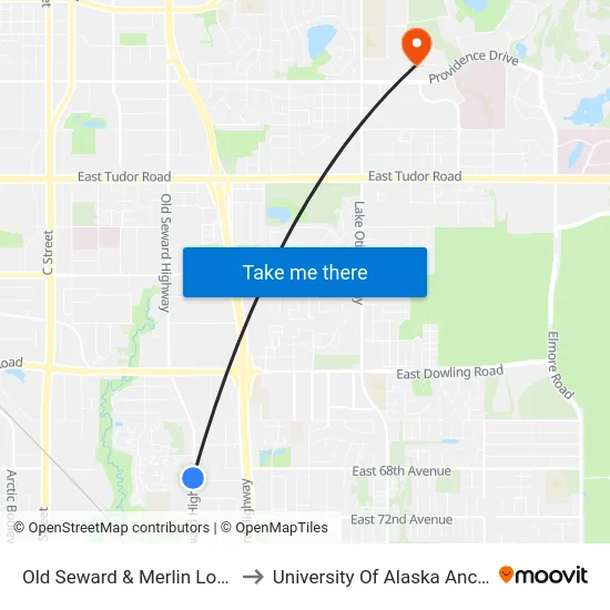 Old Seward & Merlin Loop Ssw to University Of Alaska Anchorage map