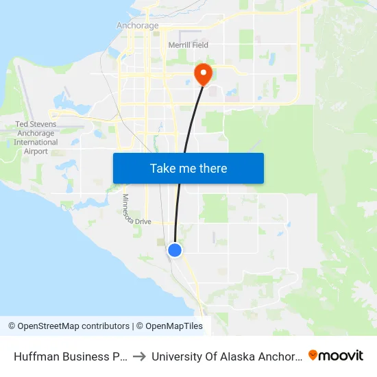 Huffman Business Park to University Of Alaska Anchorage map