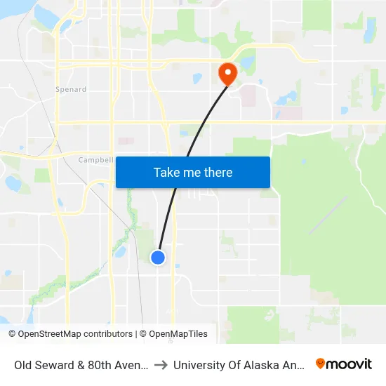 Old Seward & 80th Avenue Nne to University Of Alaska Anchorage map