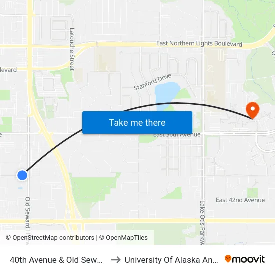40th Avenue & Old Seward Wnw to University Of Alaska Anchorage map