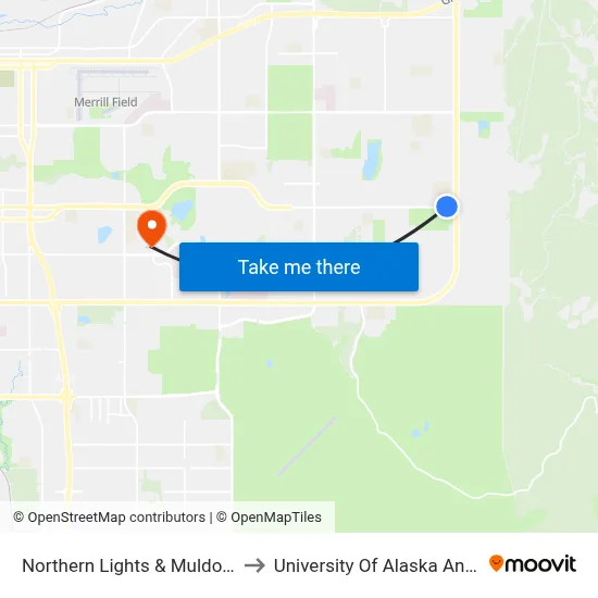 Northern Lights & Muldoon Wnw to University Of Alaska Anchorage map