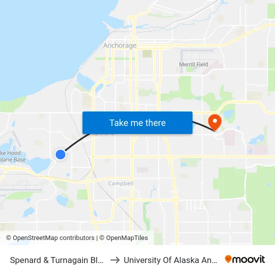 Spenard & Turnagain Blvd Wnw to University Of Alaska Anchorage map