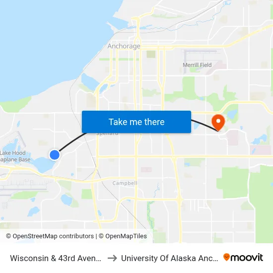 Wisconsin & 43rd Avenue Nne to University Of Alaska Anchorage map