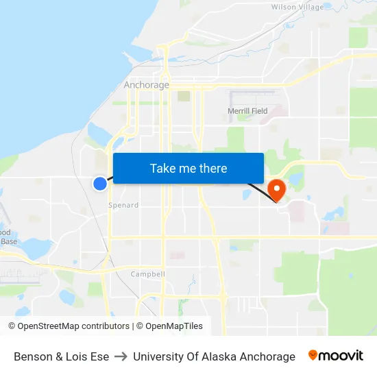 Benson & Lois Ese to University Of Alaska Anchorage map