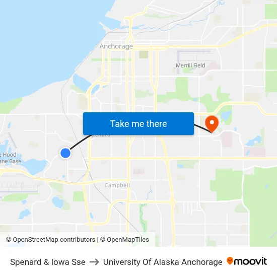 Spenard & Iowa Sse to University Of Alaska Anchorage map