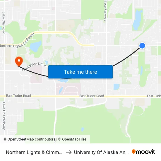 Northern Lights & Cimmaron Ese to University Of Alaska Anchorage map