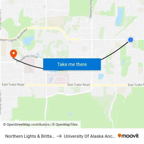 Northern Lights & Brittany Ese to University Of Alaska Anchorage map