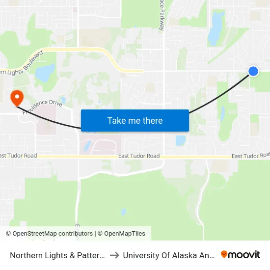 Northern Lights & Patterson Ese to University Of Alaska Anchorage map