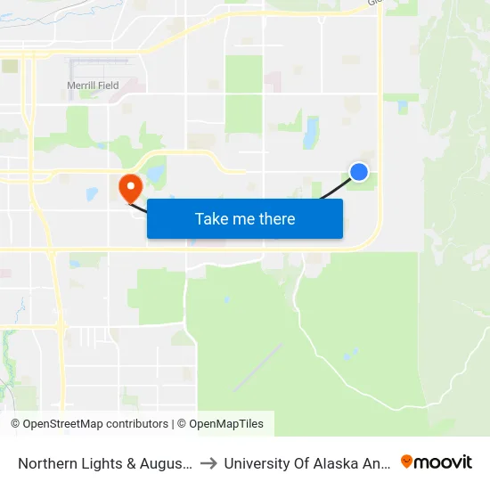 Northern Lights & Augustine Ese to University Of Alaska Anchorage map