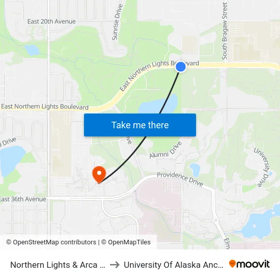 Northern Lights & Arca Dr Ese to University Of Alaska Anchorage map