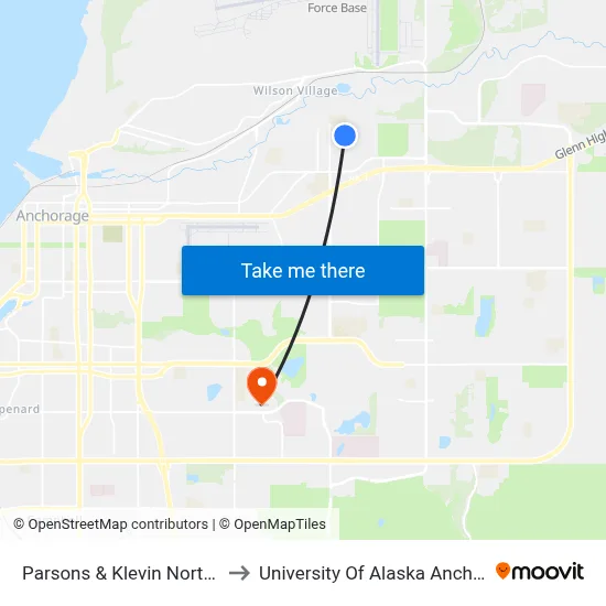 Parsons & Klevin North Ene to University Of Alaska Anchorage map