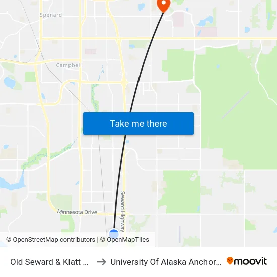 Old Seward & Klatt Nne to University Of Alaska Anchorage map