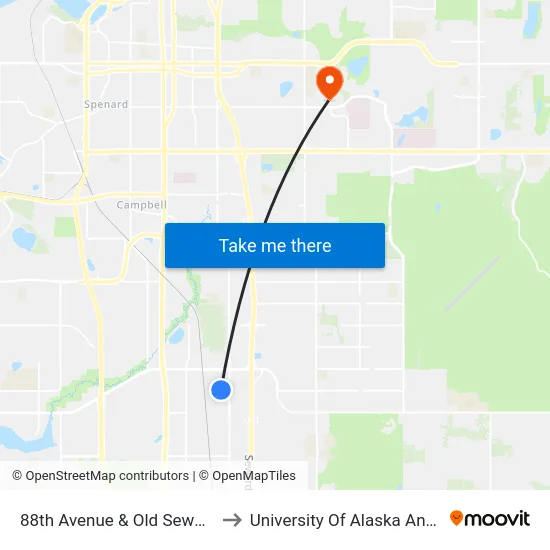 88th Avenue & Old Seward Wnw to University Of Alaska Anchorage map