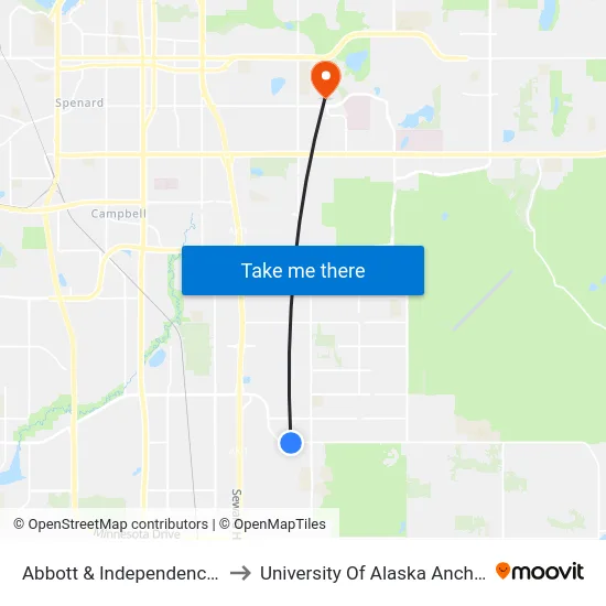 Abbott & Independence Ese to University Of Alaska Anchorage map