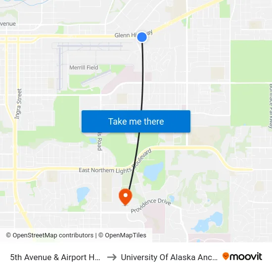 5th Avenue & Airport Hgts Ese to University Of Alaska Anchorage map
