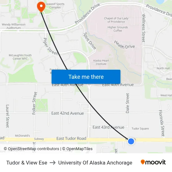 Tudor & View Ese to University Of Alaska Anchorage map