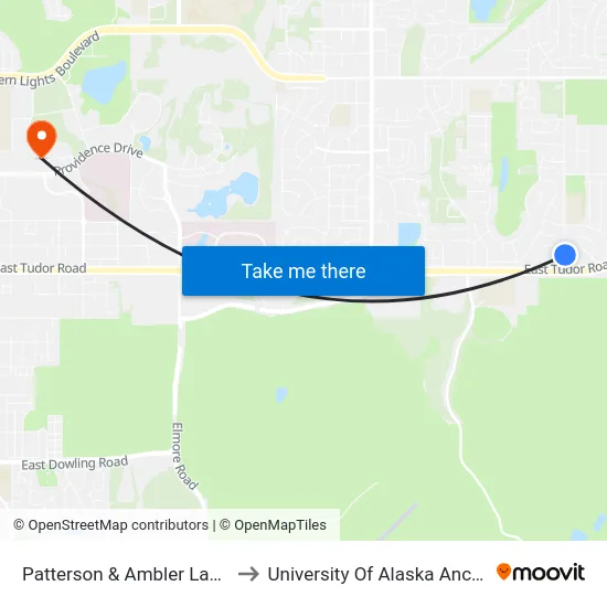 Patterson & Ambler Lane Nne to University Of Alaska Anchorage map