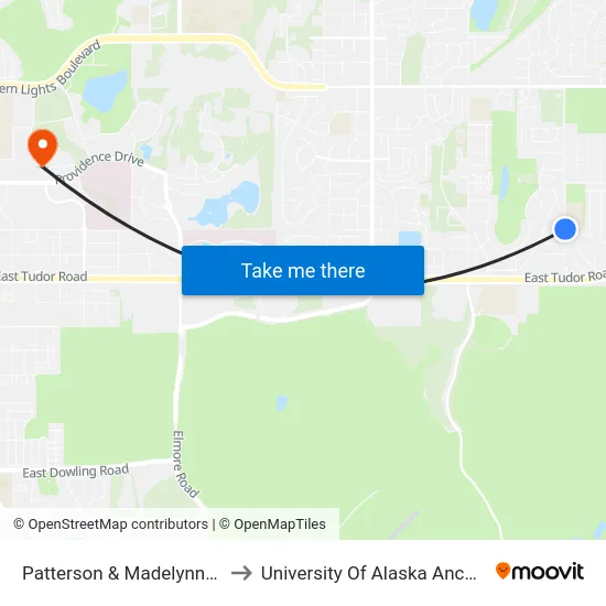 Patterson & Madelynne Nne to University Of Alaska Anchorage map
