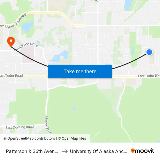 Patterson & 36th Avenue Sse to University Of Alaska Anchorage map