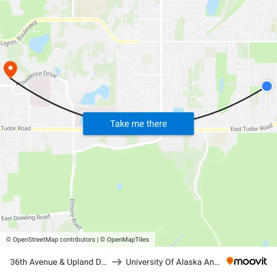 36th Avenue & Upland Drive Ese to University Of Alaska Anchorage map
