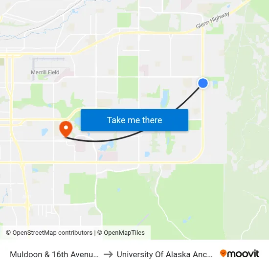 Muldoon & 16th Avenue Nne to University Of Alaska Anchorage map
