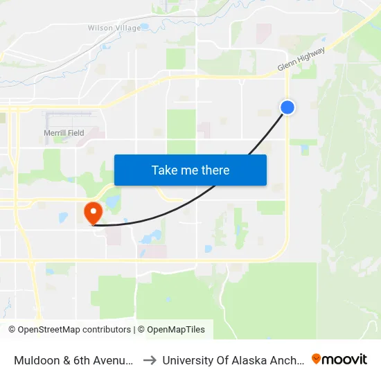 Muldoon & 6th Avenue Nne to University Of Alaska Anchorage map