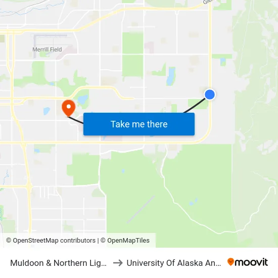 Muldoon & Northern Lights Nnw to University Of Alaska Anchorage map