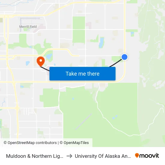 Muldoon & Northern Lights Ssw to University Of Alaska Anchorage map