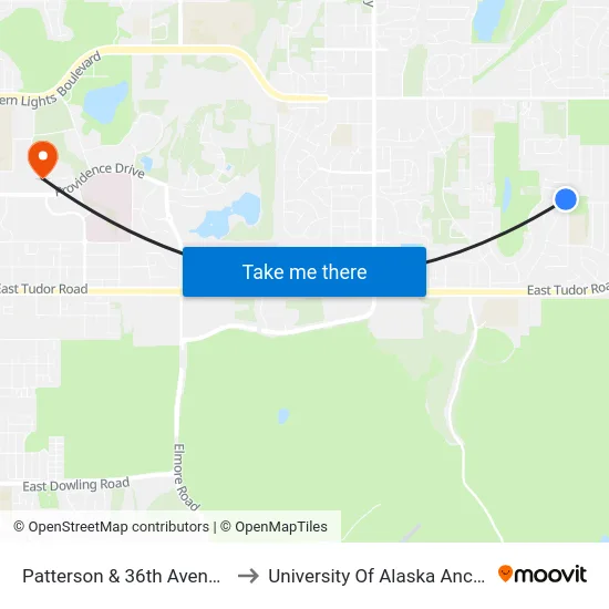 Patterson & 36th Avenue Ssw to University Of Alaska Anchorage map