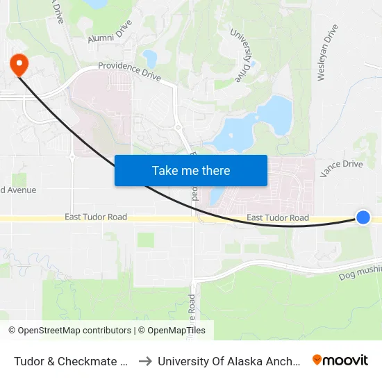Tudor & Checkmate Wnw to University Of Alaska Anchorage map