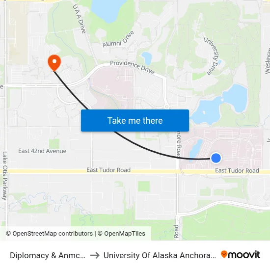 Diplomacy & Anmc N to University Of Alaska Anchorage map