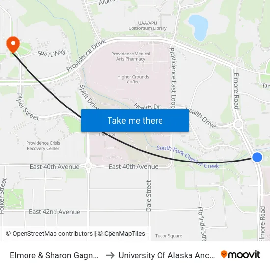 Elmore & Sharon Gagnon Sse to University Of Alaska Anchorage map