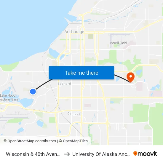 Wisconsin & 40th Avenue Ssw to University Of Alaska Anchorage map