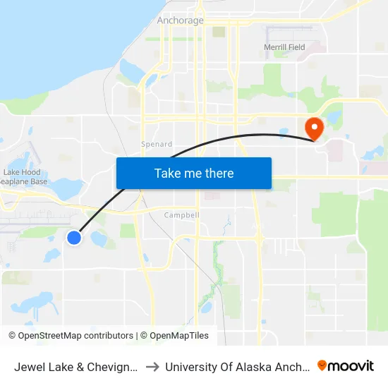 Jewel Lake & Chevigny Ene to University Of Alaska Anchorage map