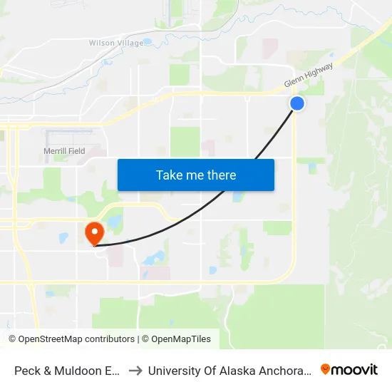 Peck & Muldoon Ese to University Of Alaska Anchorage map