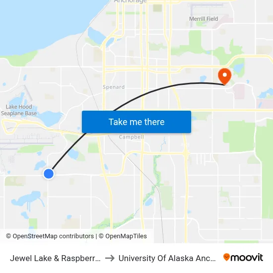Jewel Lake & Raspberry Nne to University Of Alaska Anchorage map