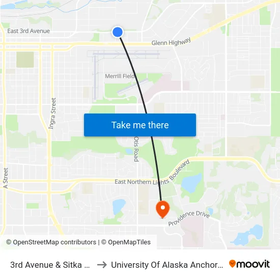 3rd Avenue & Sitka Ese to University Of Alaska Anchorage map