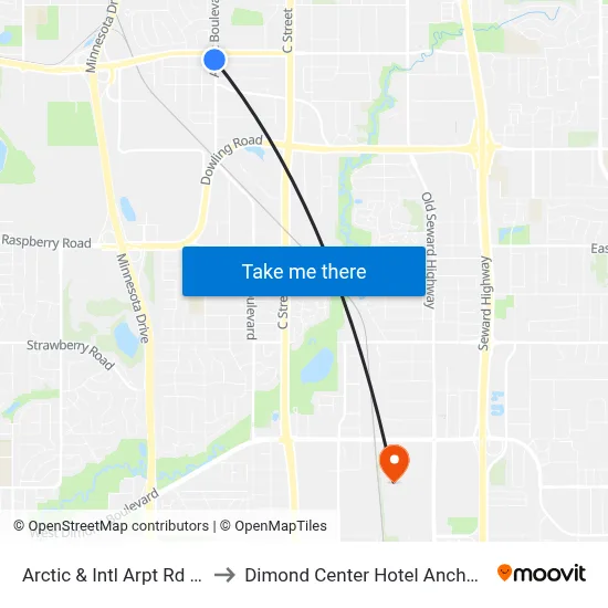 Arctic & Intl Arpt Rd Ssw to Dimond Center Hotel Anchorage map