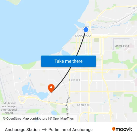 Anchorage Station to Puffin Inn of Anchorage map