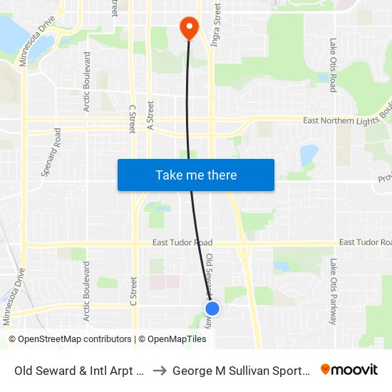 Old Seward & Intl Arpt Rd Sse to George M Sullivan Sports Arena map